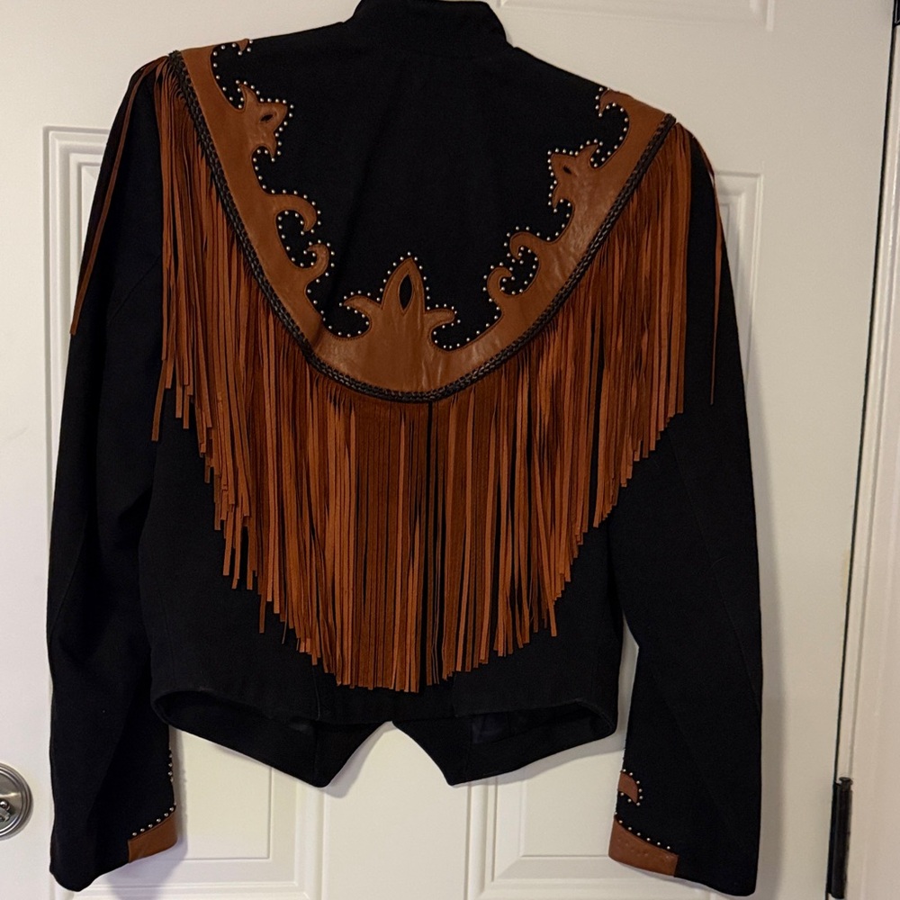 Chic Black and Brown Fringe Blazer